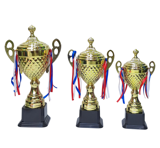 Set of 3 Gold Trophies – 50/45/39cm | Premium Awards 4087