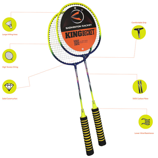 Badminton Rocket With Grip Soft Handles Smash Power Frame With Free Full Cover Ultra Light Weight Carbon Fiber Single High Grade Perfect For Men And Women