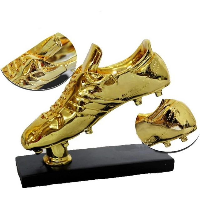 European Football Golden Ball Shoe Trophy – 14cm with Black Wood Base HX-1310-C2