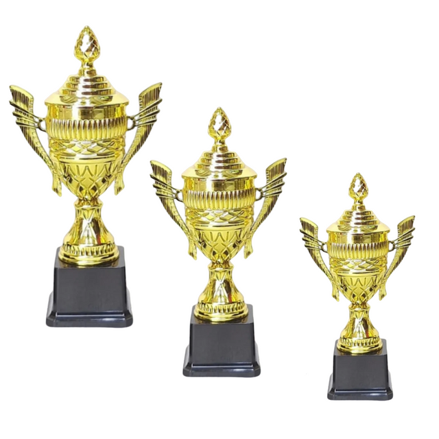 Set of 3 Gold Trophies – 28/26/23cm | Premium Awards  & Achievements YG-239