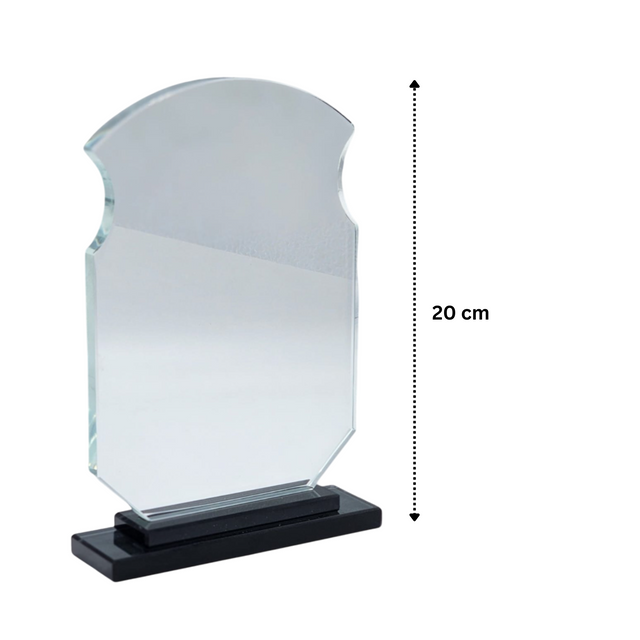 Crystal Glass Trophy – 20cm | Elegant Award with Black Base 481309