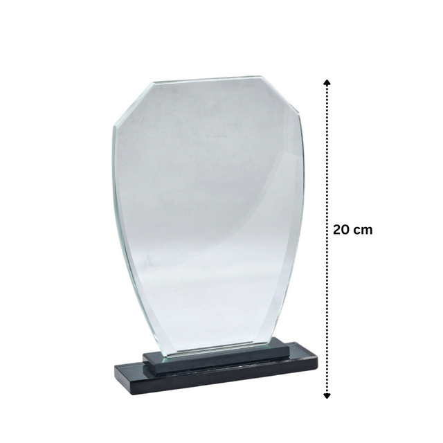 Crystal Glass Trophy – 20cm | Elegant Award with Black Base 481310