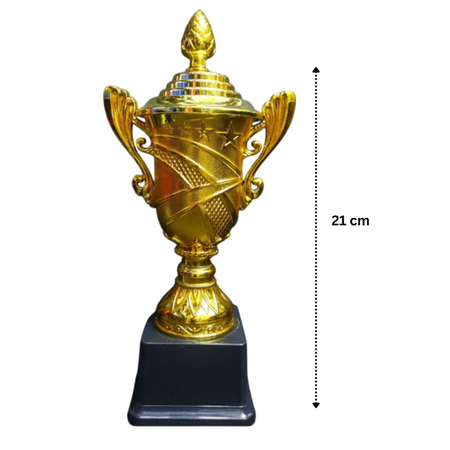 Set of 3 Gold Trophies 26/23/21 cm with black plastic base Design | Premium Awards 216A