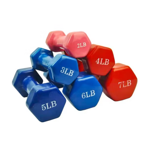 Vinyl Dumbbells 1-7 LB – Red & Blue | Non-Slip Hand Weights for Home & Gym Workouts