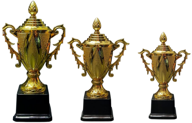 Set of 3 Gold Trophies 26/24/21cm with Arrow Design | Premium Awards 064