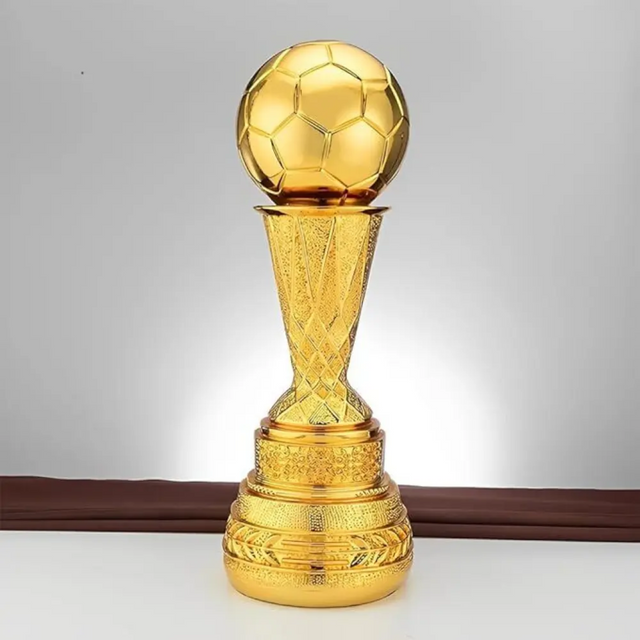 Golden Football Trophy with Red Ball – Premium Award for Tournaments & Achievements 6808-38