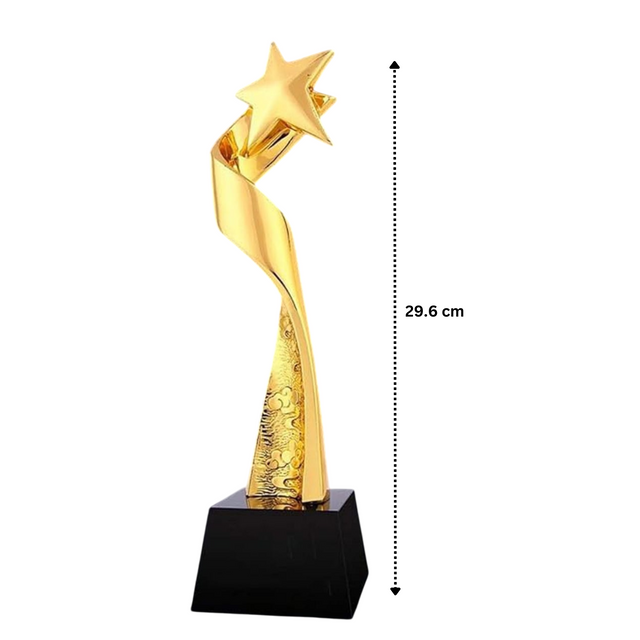 Gold Star Trophy – 29.6cm with Black Marble Base | Elegant Award for Achievements & Competitions 012