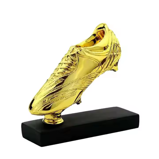 European Football Golden Ball Shoe Trophy – 14cm with Black Wood Base HX-1310-C2