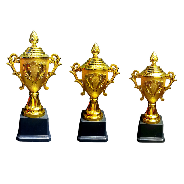 Set of 3 Gold Trophies – 25/21/19cm | Premium Awards 4150