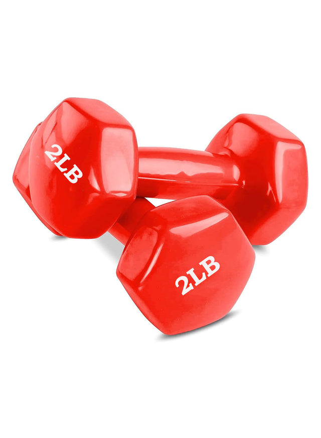 Vinyl Dumbbells 1-7 LB – Red & Blue | Non-Slip Hand Weights for Home & Gym Workouts