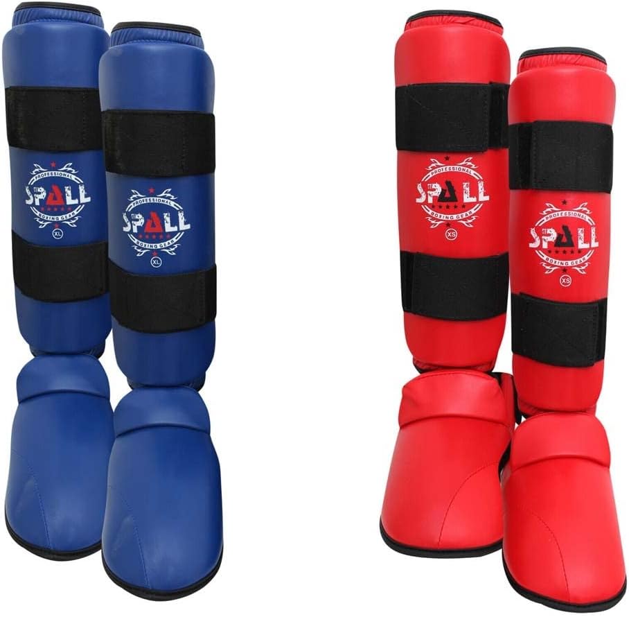 Shin Instep Guard XS S M L XL Blue Red Protective Gear For Sports Kickboxing Wrestling Martial Arts Karate Sparring Training Ideal for Men and Women(SI-1115)