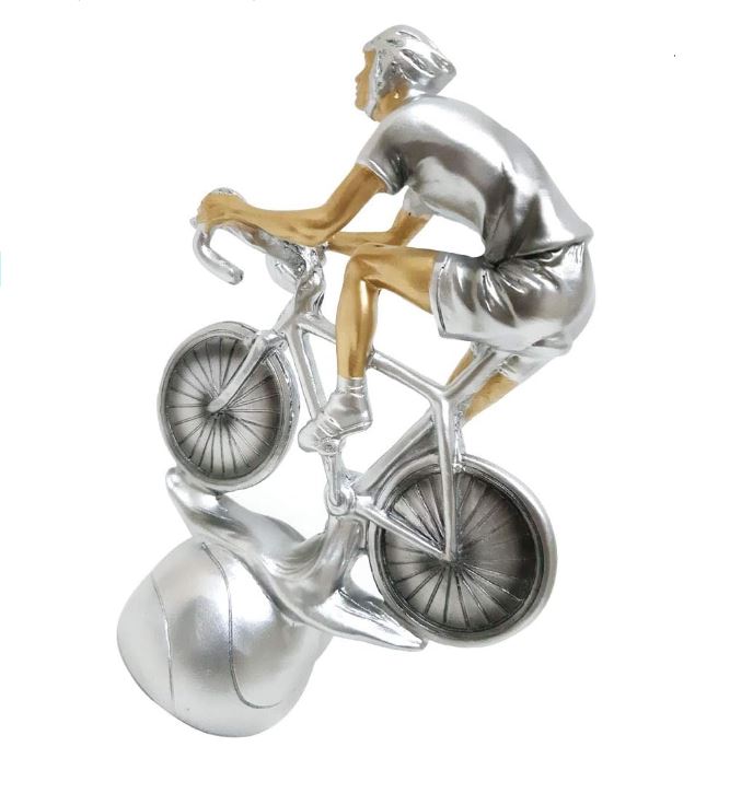 Bicycle Shape Trophy Height 20 cm Width 14 cm Depth 7 cm Silver/Brown For Cycling Championship Award School Events Birthdays Sports Games Company Events Football Team(4600-A6)