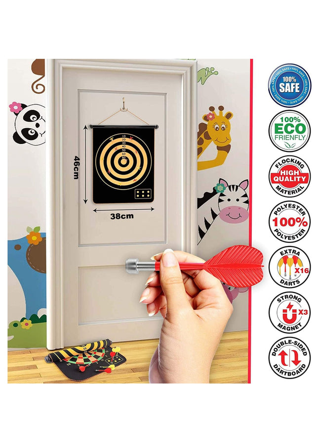 Magnetic Dart Board S/M/L for Double Sided Dart Board Game Set, Indoor Outdoor Dart Board Game with 6pcs Safe Magnetic Darts, Gifts for Teenage