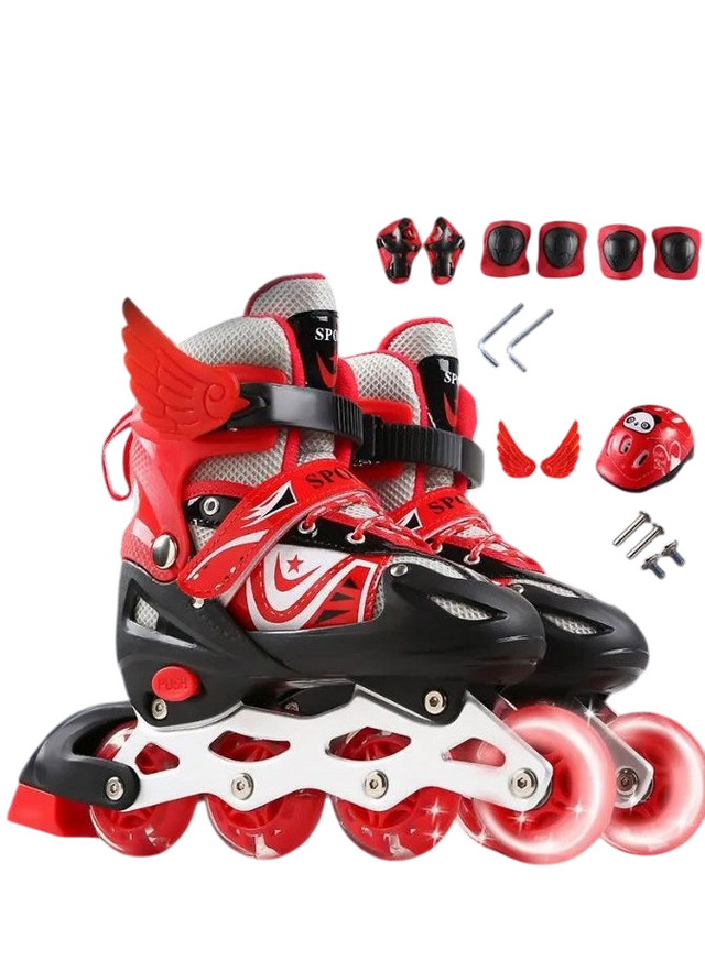 Full Set Single Flash S/M/L Children's Roller Skates Adult Roller Skates Adjustable Skates 905