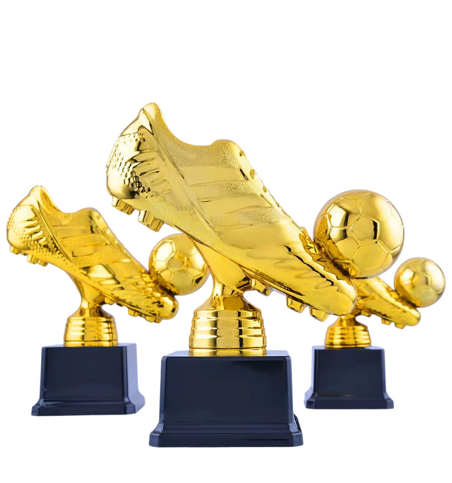 23cm Golden Football Shoe Trophy – Soccer Award for Tournaments, Ceremonies, and Celebrations – Durable Plastic Material with Sturdy Base