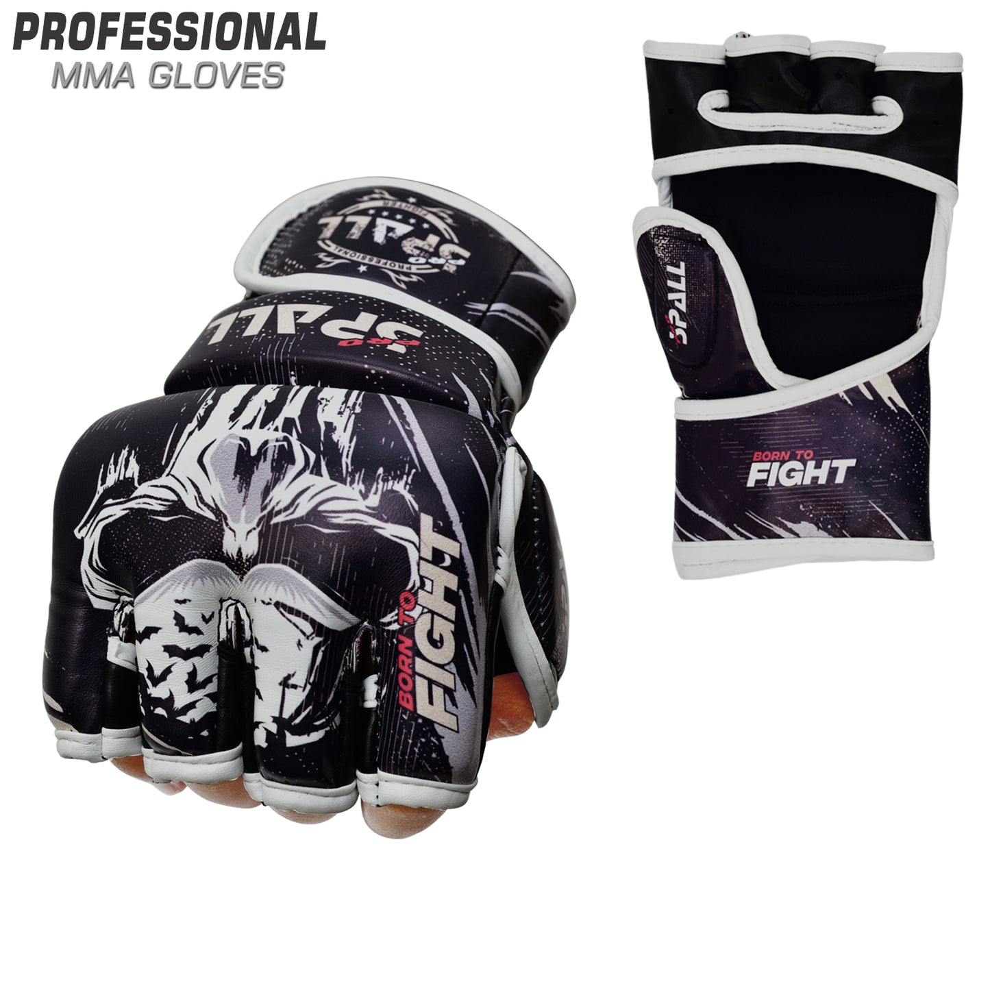 MMA Gloves Artificial Leather Half-Finger Red Black Blue Men & Women Punching Bag for UFC Muay Thai Kickboxing Sparring Training and Combat Grappling Gloves By SPALL(SI-2201)