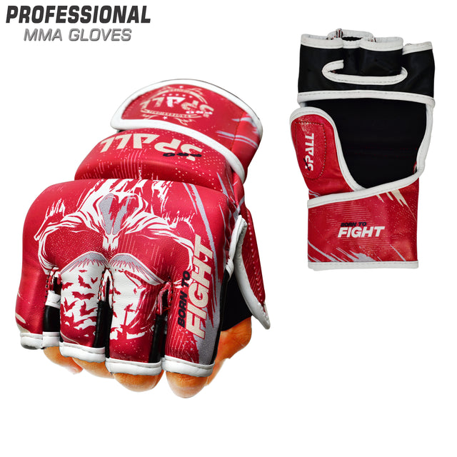 MMA Gloves Artificial Leather Half-Finger Red Black Blue Men & Women Punching Bag for UFC Muay Thai Kickboxing Sparring Training and Combat Grappling Gloves By SPALL(SI-2201)