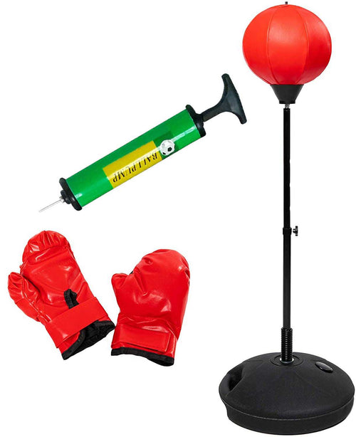 Punching Ball With Gloves And Pump With Stand height 120cm Width 39cm Depth 13cm Red Height Adjustable For Boxing Training Sports