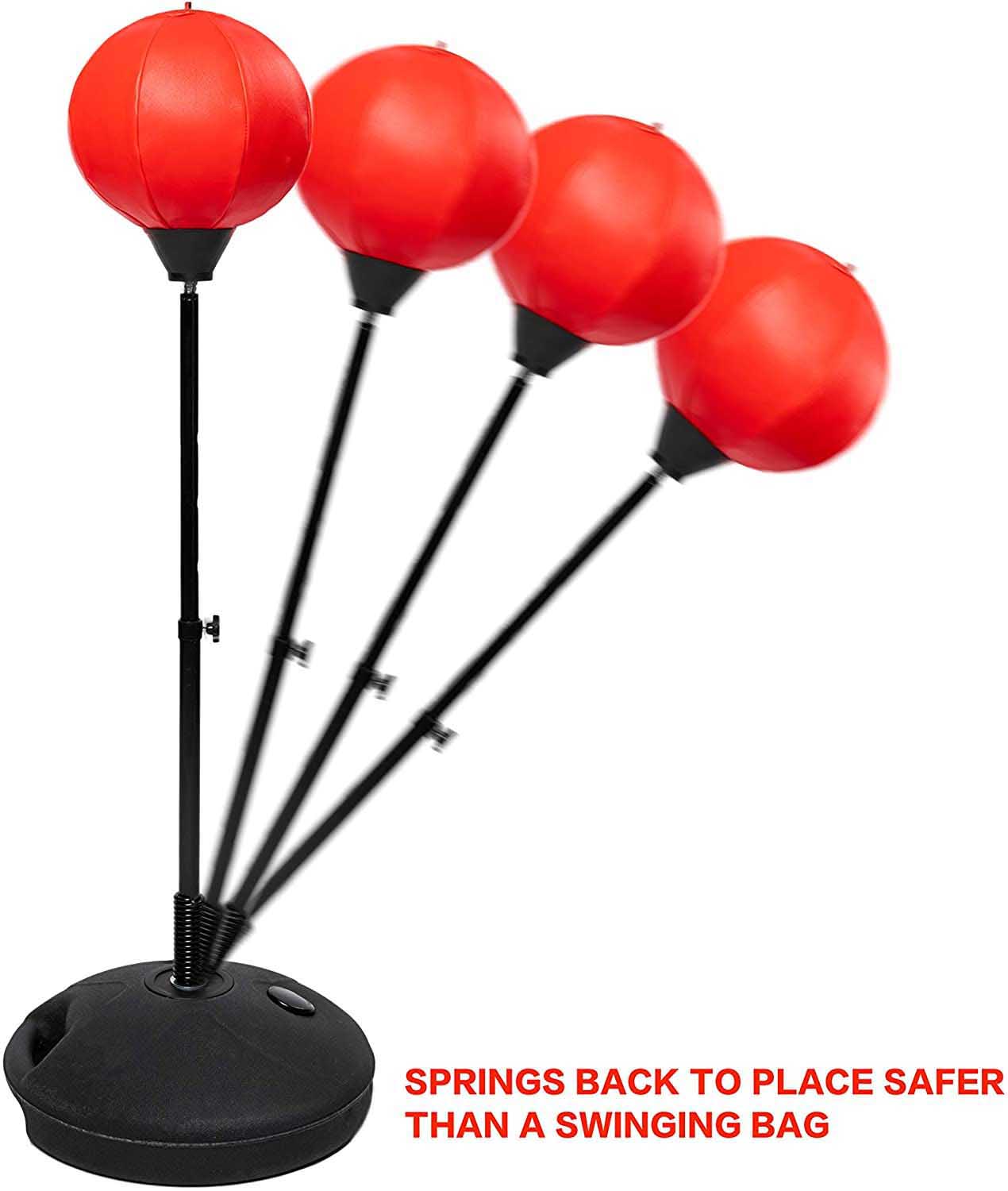 Punching Ball With Gloves And Pump With Stand height 120cm Width 39cm Depth 13cm Red Height Adjustable For Boxing Training Sports