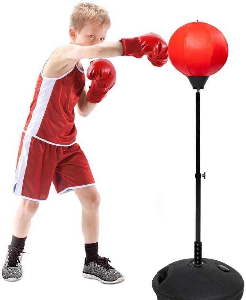 Punching Ball With Gloves And Pump With Stand height 120cm Width 39cm Depth 13cm Red Height Adjustable For Boxing Training Sports