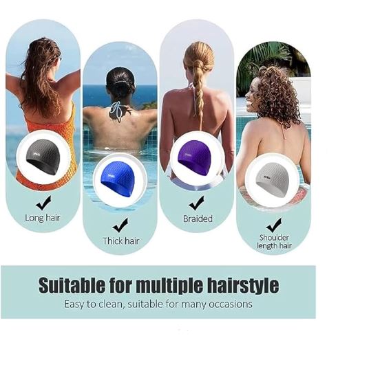 Swimming Cap Comfortable Rubber Swim Bubble Cap Waterproof High Elastic For Long Short And Curly Hair Curly Braids Silicone Shower Hat Keep Hairstyle