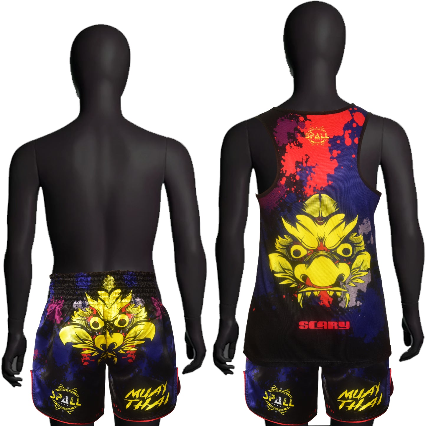 MUAY THAI TANK TOP SHIRT SCARY Bodybuilding Gym Tank Tops Workout Fitness Vest For Men(SI-3253)