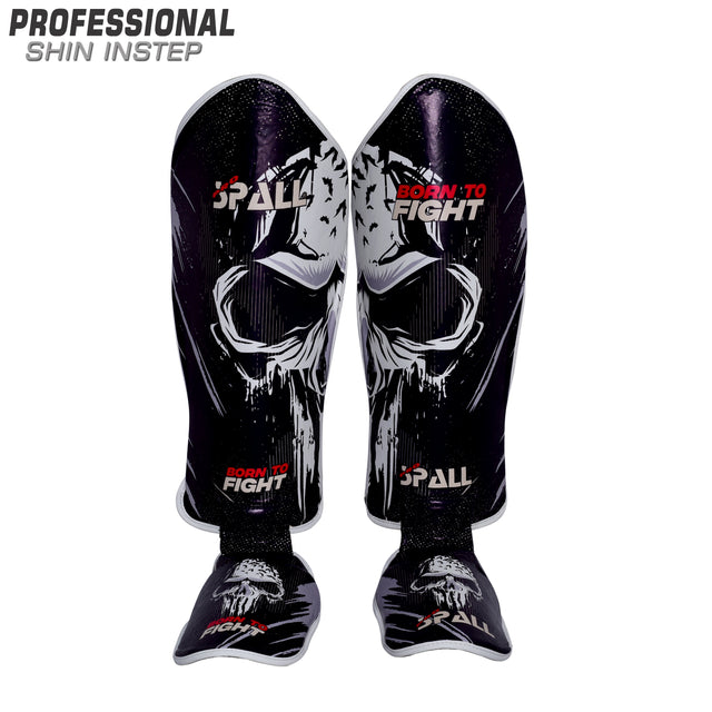 Shin Instep Pads S M L XL Black Red Blue for Protective Leg BJJ Karate Sparring Kickboxing Martial Arts MMA Boxing and Training Equipment Gear Perfect for Men By SPALL(SI-1357)