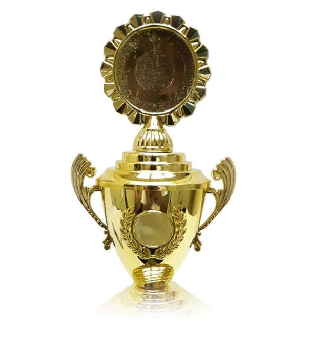 Gold Trophy Cup Height 31 cm Width 10 cm Depth 7 cm Gold Base Red For Sports Awards Tournaments Winner Champions League Competitions Appreciation Gift(YK-019)